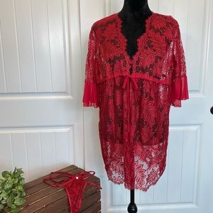 New!  Avidlove Open Front Babydoll red Lacy Chemise